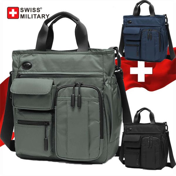 SWISS MILITARY-bandolera impermeable con cremallera para hombre, bandolera de viaje informal multifuncional, bolsas de trabajo