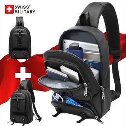 SUISSE MILITAIRE Nouveau Multifonction Bandoulière Messenger Mâle Étanche Court Voyage Poitrine pour Hommes Sac Pack