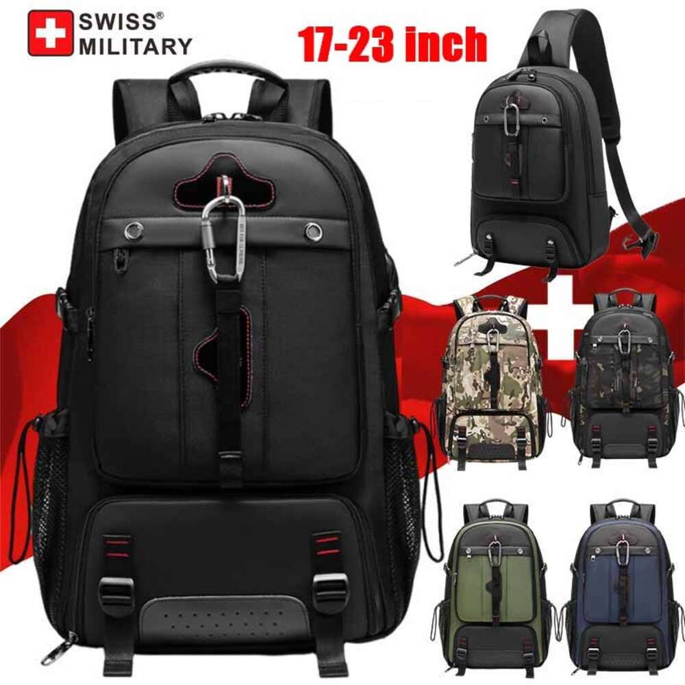 Швейцарский военный рюкзак для путешествий, мужской расширяемый USB-бизнес, водонепроницаемая сумка для ноутбука большой емкости 17,3, 80 л, рюкзак Mochila