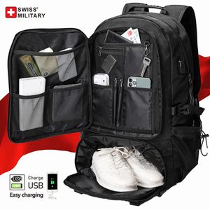 Mochila de viaje militar suiza para hombre, bolso de negocios impermeable, bolso de hombro USB expandible, gran capacidad 17,3, bolso para ordenador portátil, mochila 240110