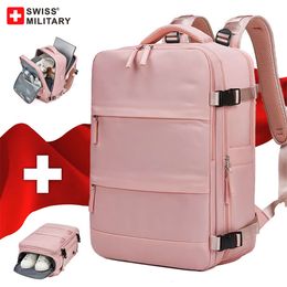 ZWITSERSE MILITAIRE Vrouw Reizen Grote Capaciteit Multi Pocket Waterdichte USB-tas Laptop Mode Effen Kleur Rugzak