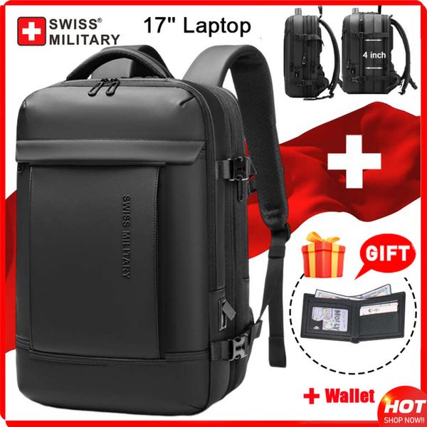 SUISSE nouvelle entreprise extensible USB sac étanche grand 17 pouces ordinateur sac à dos pour voyage mode urbaine hommes Mochilas