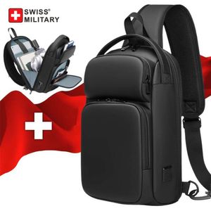 Zwitserse Nieuwe Multifunctionele Usb Crossbody Schouder Messenger Bags Mannelijke Waterdichte Korte Trip Borsttas Pack Anti-diefstal