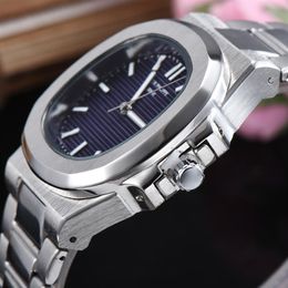 Relojes suizos pp para hombre movimiento de cuarzo caja cuadrada reloj con cierre original para hombre plata azul fecha automática salpicadura impermeable analógico wris227U