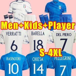 Italia bonucci voetbal jerseys Jorginho Insigne Verratti Hiesa Barella spinazzola chiellini Italys 2023 2024 Men Kids Kit voetbalshirt Fans speler versie 3xl 4xl 4xl