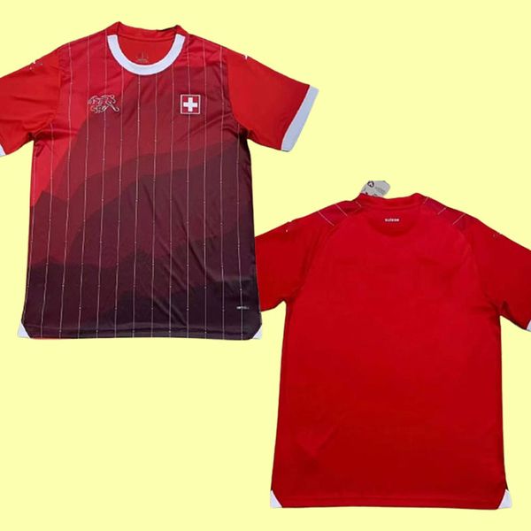 Les maillots de football suisse à domicile 2023 2024 Akanji Shaqiri Embolo Seferovic Football Jersey Zakaria Elvedi Freuler Vargas Shirts Camiseta Suisse