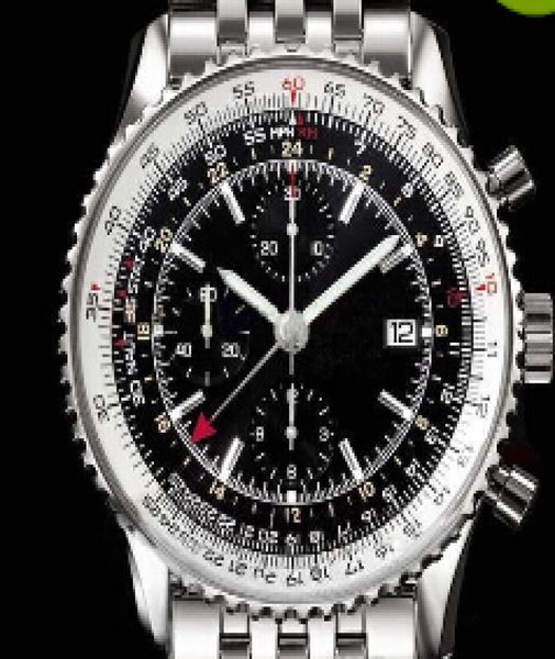 Swiss Top Brand Luxury Men039s Quartz Chronograph Watchs Stopwatch Fashion Black Face Full Indexless en acier en acier
