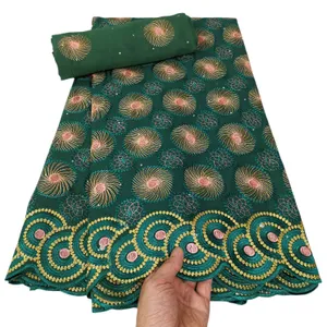 Bordado tela de encaje suizo de encaje 5+2 yardas tela de algodón damas africanas fiesta de la noche de la noche de la noche de costura de la costura del vestido de noche 2023 calidad premium yq-8076