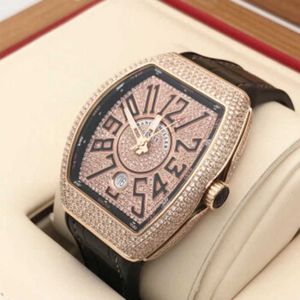 Reloj suizo Franck Muller Relojes Automático Nuevo Famulan Mens Frank Yacht V41 V45 Serie con incrustaciones de diamantes Mecánico Rose Gol