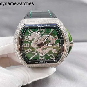 Zwitsers horloge Franck Muller Horloges Automatisch oppakken van lekken Dooscertificaat Frank Mulleron Jacht Mechanische modificatie met diamant ingelegd Groene Draak Heren Wa