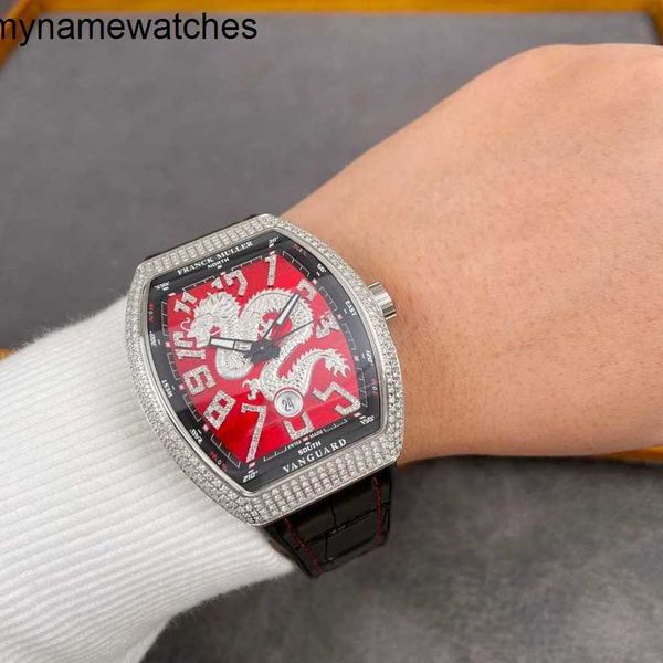 Montre suisse Franck Muller Montres Certificat de boîte automatique Frank Mulleron Yacht Modification mécanique avec diamant incrusté Red Dragon Mens V45