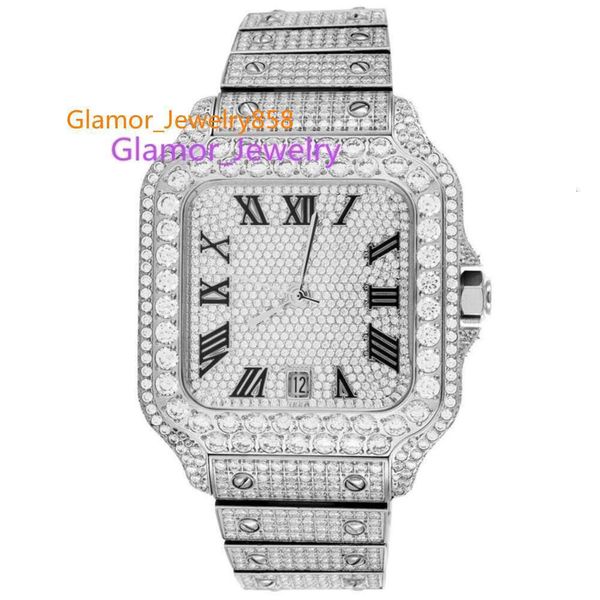 Montre suisse faite à la main de luxe Hip Hop bijoux montre en diamant entièrement glacé buste VVS Moissanite SGB montre mécanique