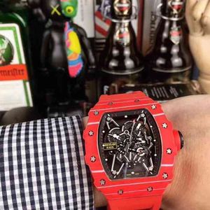 Zwitsers horloge RicharsMille ZF Factory Tourbillon Automatisch uurwerk Business Leisure Rm35-02 Mill Red Carbon Fiber Tape