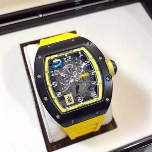 Reloj suizo RicharsMille ZF Factory Tourbillon Movimiento automático Relojes Milles RicharsMille Movimiento de lujo Esfera de cerámica Correa de caucho Serie RM deportiva Carbo