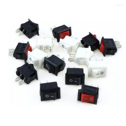 Schakel 15 % Mini Rocker SPST Zwart en Red Snap in Switches-knop AC 250V 3A / 125V 6A 2 PIN I / O 10 15 mm aan OFF
