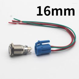 Schakelaar 16 mm waterdichte geoxideerde zwarte metalen knop met LED -lamp tijdelijke vergrendeling pc -stroom 3V 5V 6V 12V 24V 220V