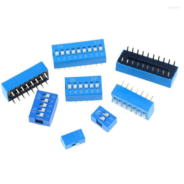 Commutateur 5 pièces bleu Type de glissière Module 1 2 3 4 5 6 7 8 10 12PIN 2.54mm Position Way DIP Pitch bascule Snap Dial