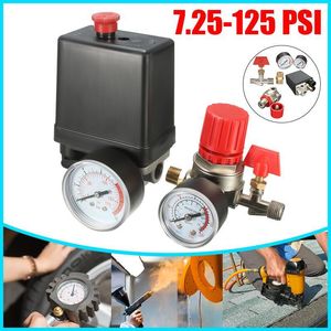 Schakelaar duurzaam 240V regulator duty luchtcompressor pompdrukregelklep 7.25-125 psi met meters