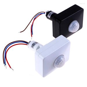 Interruptor Sensor de movimiento Infrarrojo automático AC 110V 220V Detector PIR DC 12 voltios Luz de lámpara Temporizador para exteriores