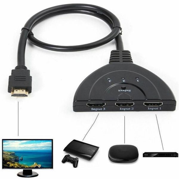 Conmutador divisor 1080P 3 en 1 puerto de salida Hub para DVD HDTV Xbox PS3 PS4 4K 3D Mini HDMI compatible con Switch 1 4b Party Favor2388