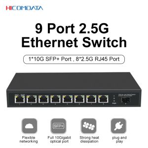 Schakelaars 1 SFP+ 10 Gigabit Uplink -poort 8 RJ45 2.5G Poort Ethernet Switch 2.5G Baset Network Switcher Hub Internet Splitter Fanless