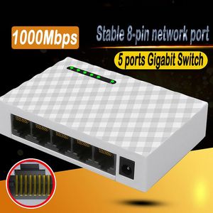 Commutateurs 1G Gigabit Network Interrupteur 1000Mbps 5 port Port Pin complet Gigabit commutateur Fast Ethernet Switcher LAN Hub Duplex Interrupteur Hub LED