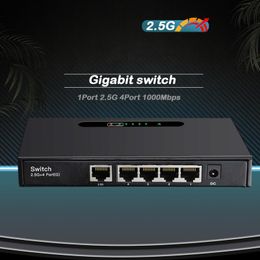 Commutateurs 5port 2.5g Commutateur Gigabit Ethernet commutateur Ethernet Hub RJ45 2500 / 1000Mbps Interrupteur de réseau réseau Gigabit Network 8pin commutateur Auto Auto