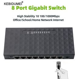 Schakelt 8 poort Gigabit Network Switch Desktop RJ45 Ethernet Switch 1000Mbps LAN Hub Switch 8 Port Shell Plastic Network Switch EU -plug