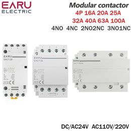 Accessoires de commutateurs 4P 16A100A DC24V AC220V 5060Hz Din Rail ménage AC contacteur modulaire commutateur contrôleur 4NO 4NC 2NO2NC bricolage maison intelligente el 231202