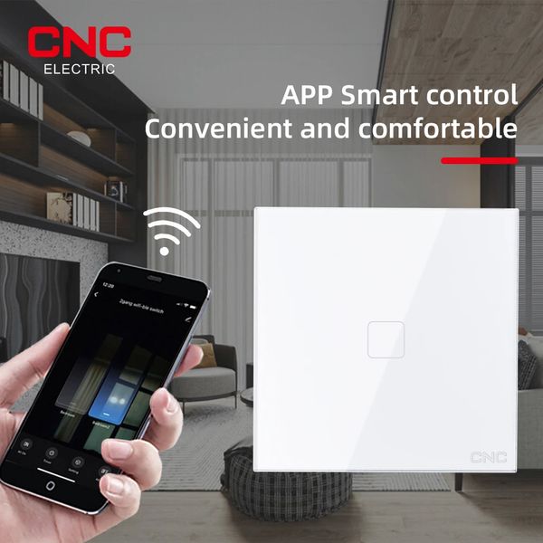 Accessoires de commutateurs CNC Smart Life Tuya Wifi interrupteur mural 1 2 3 gangs travail avec Alexa Google Home amélioration sans fil 231202