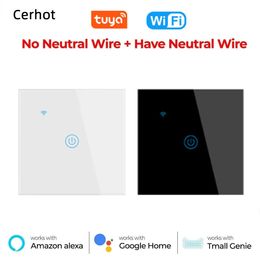 Accesorios de interruptores Tuya Smart Wifi Touch Switch No se requiere cable neutro Luz de pared de vida en el hogar 1234 Soporte de pandillas Alexa Google Voice 231202