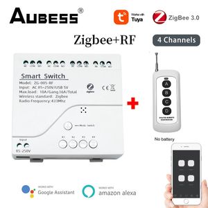 Schakelaars Accessoires Tuya Zigbee Smart Switch Module RF433 Draadloze bediening 4-kanaals relais Thuiswerk met leven Alexa Google Assistant 231202