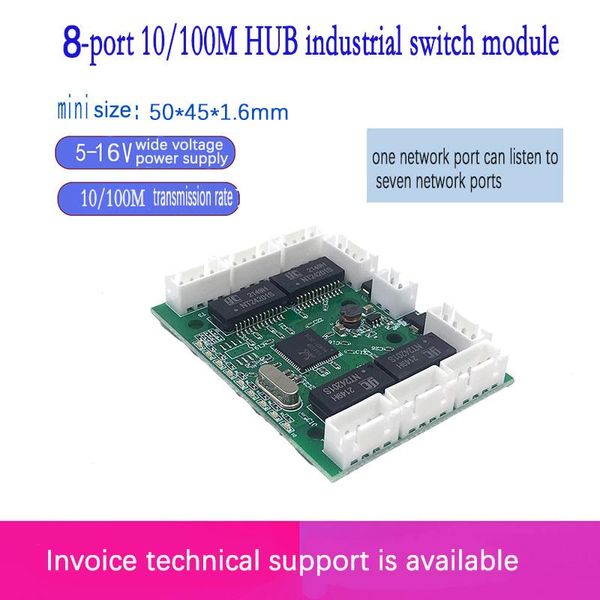 Commutateurs Switch Fast Mini 8 Port Ethernet Switch 10 / 100Mbps RJ45 Network Switch Hub PCB Module Board pour le module d'intégration du système