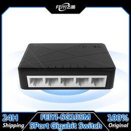 Schakelt Feiyi SG105M volledige gigabit 5port 5port desktopschakelaar Ethernet Network Switch POE12V LAN HUB RJ45 Ethernet en Switching Hub Shunt