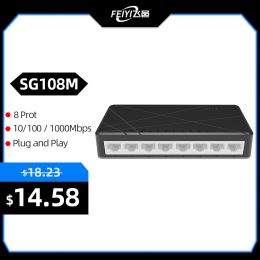 Schakelt Feiyi SG108M Ethernet -schakelaar met 8 Port Desktop Ethernet Network Full Gigabit Switch 1000Mbps LAN Hub