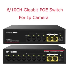 Schakelt Gigabit Poe -schakelaar voor IP -camera 6/10 PORTS 1000M NETWERK POE Standard RJ45 Hub LAN Injector CCTV NVR Security Surveillance IPC