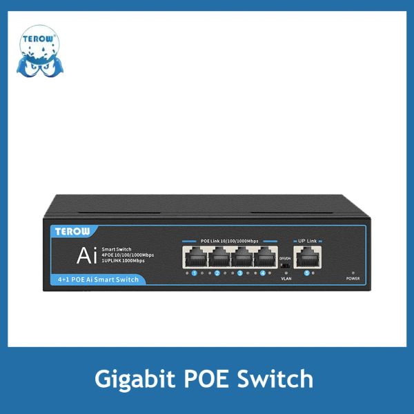 Switches Gigabit Switch Poe 5 Port 1000Mbps Network Switch Ethernet LAN Desktop Hub para AP, CCTV, Play de enchufe WiFi del interruptor Wifi de cámara IP