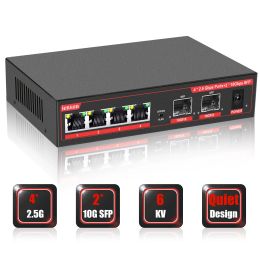 Switches Ienron 2.5 Gigabit Switch 4 Poort 2.5G VLAN +2 PORT 10G SFP Ethernet Network Switch Onbeheerde LAN -hub voor draadloze AP /WiFi 6 /VDI