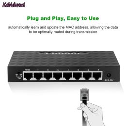 Commutateurs Kebidudui 10 / 100Mbps 8 Commutateur de réseau de port Fast Ethernet Network Swither LAN HUB / Full ou Half Duplex Exchange EU US PLIG