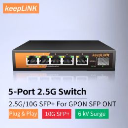 Schakelt Keeplink 2.5G -schakelaar met 5 poort 2.5 GB Ethernet 1 -poort 10G SFP+ Onbeheerde plug and play