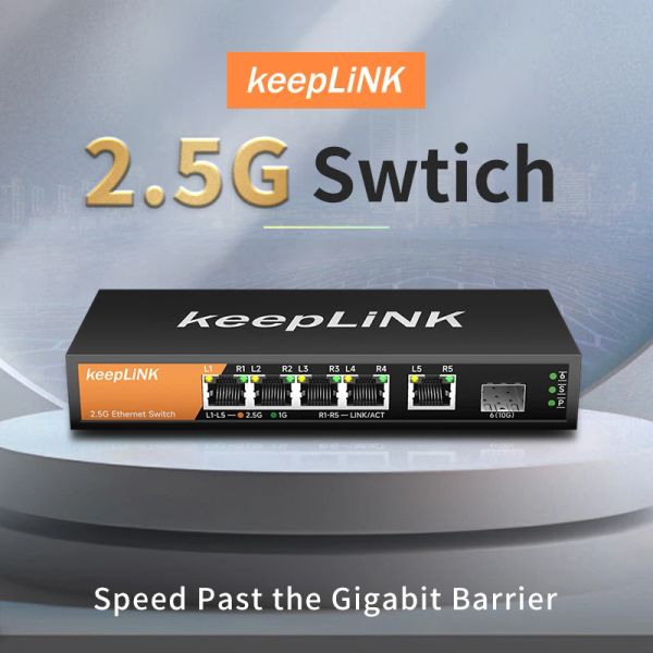 Commutateurs Interrupteur KeepLink 2,5 Go avec 5 ports Ethernet 1 port 10g SFP + Plug et jeu non géré