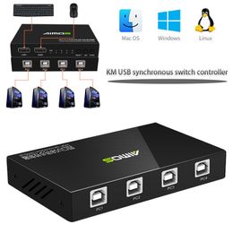 Commutateurs KM Switcher USB Synchronizer Control 4 PCS PLIGS AND JOUEZ JEU SWITCH USB 4Ports KM USB Synchronous Switch Controller Hub USB