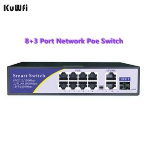 Schakelt Kuwfi Poe Switch 8 Poorten 1000m Rack Mount Ethernet Network Switch High Performance RJ45 Hub Internet Splitter