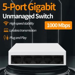 Schakelt Netwerkschakelaar 5 Poort 1000 Mbps Gigabit Onbeheerde Ethernet LAN Desktop Hub voor AP, CCTV, IP -camera