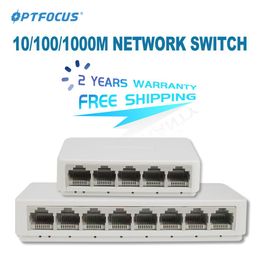 Schakelt OptFocus 5 8 PORTS UTP RJ45 Gigabit Ethernet Switch 1000 Mbps Mini Network Switches VLAN Ethernet Splitter LAN Hub Switch