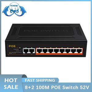 Commutateurs Poe Switch Gigabit Terow Link TE204 10 Port 100Mbps Poe Network Interrupteur Inner Alimentation intérieure 52V 93W 8 + 2 Vlan Fast Ethernet commutateur Ethernet