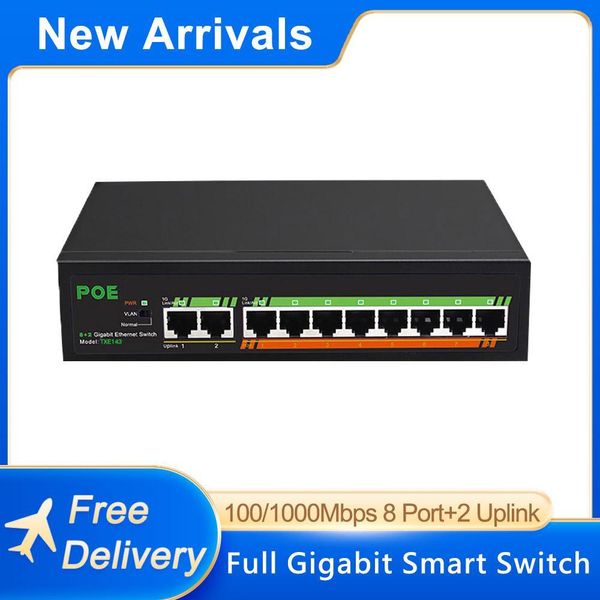 Commutateurs Rocinn Hot 10 ports Poe Ethernet Switch 48V VLAN 10 / 100MBP