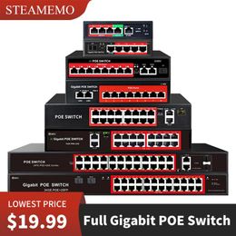 Commutateurs Steamemo Full Gigabit Poe Switch 1000Mbps 4/6/8/16/24 port AI Watchdog adapté à la caméra IP / CAME AP / POE sans fil