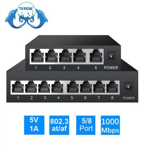 Schakelt terow Gigabit Network Switch 58 Poorten 1000 Mbps 802.3AT/AF Ethernet RJ45 Hub voor IP -camera NVR Security Surveillance
