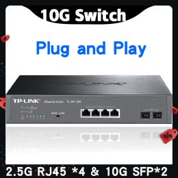 Switches TPLINK 2.5G Puertos de red de conmutación 2 Puerto 10 Gigabit Puerto óptico Upgink Enternet Hub 10000m SFP+ 4x 2500m Lantlsh1206